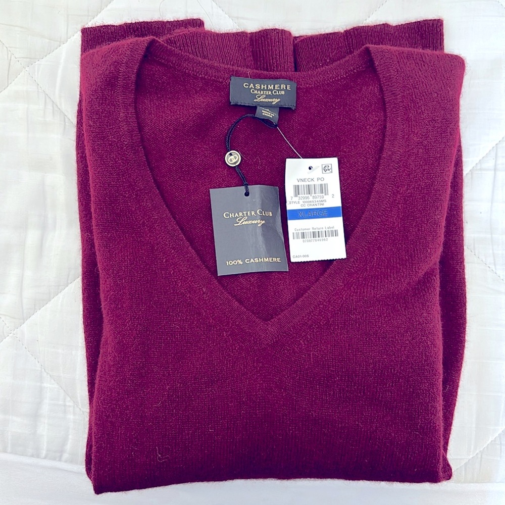 Charter Club 100% Cashmere v-neck sweater.